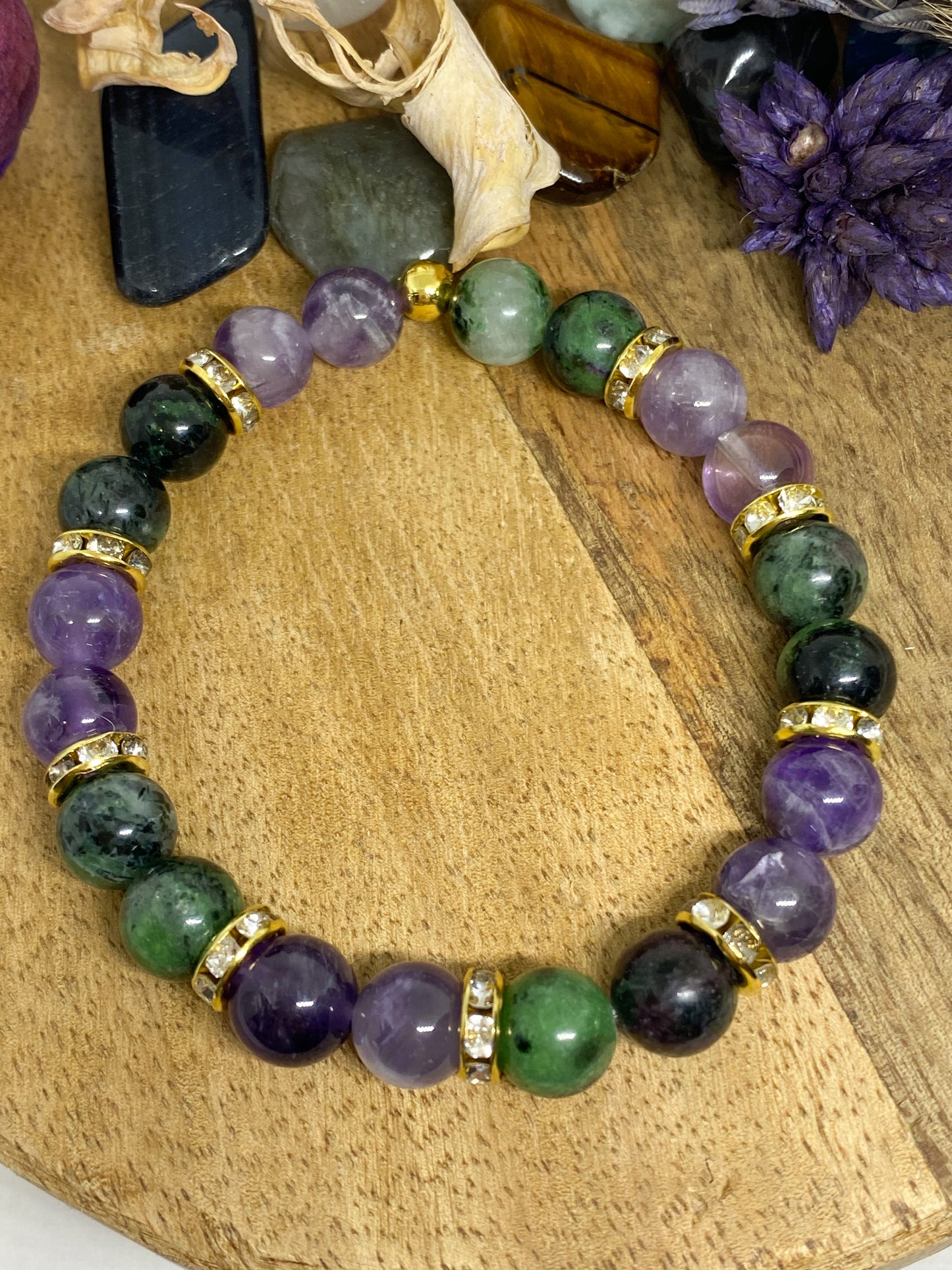 Bracelet Rubis zoïsite et Améthyste