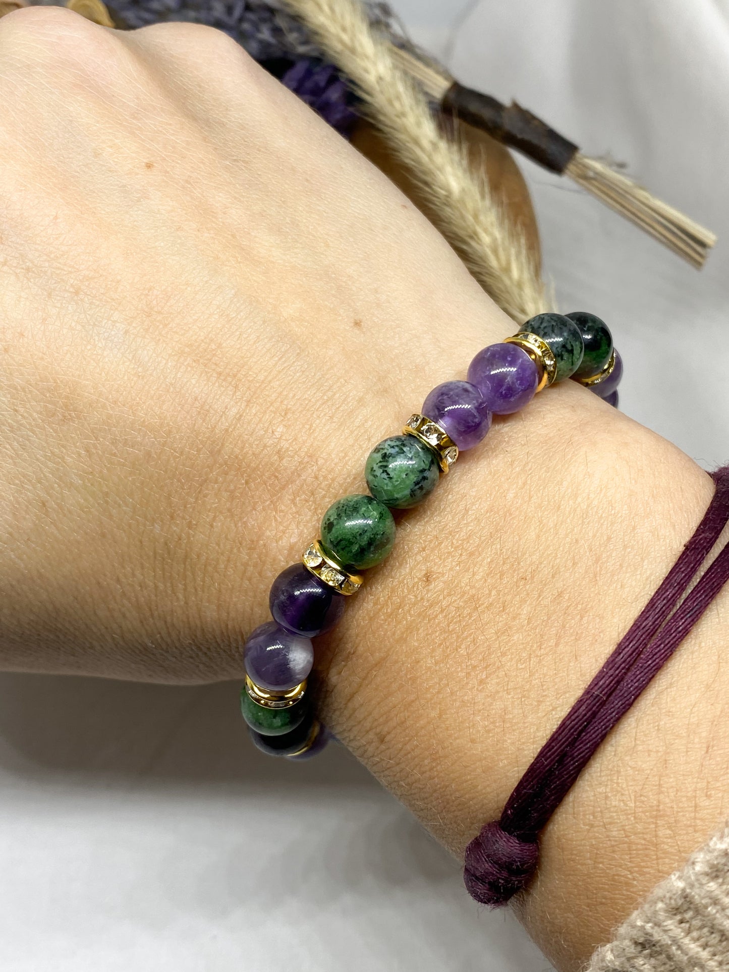 Bracelet Rubis zoïsite et Améthyste