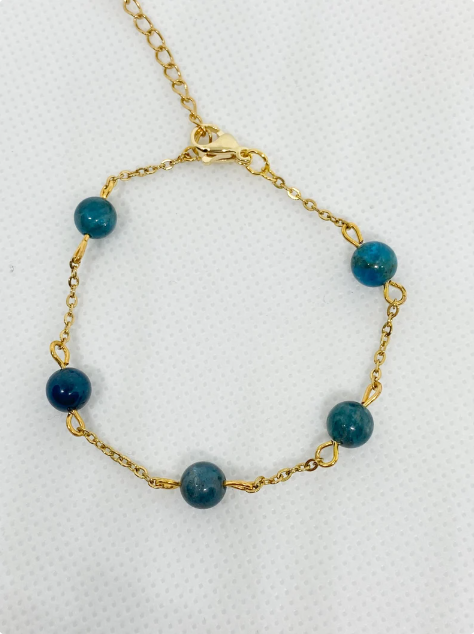 Bracelet en acier inoxydable avec pierres naturelles Apatite