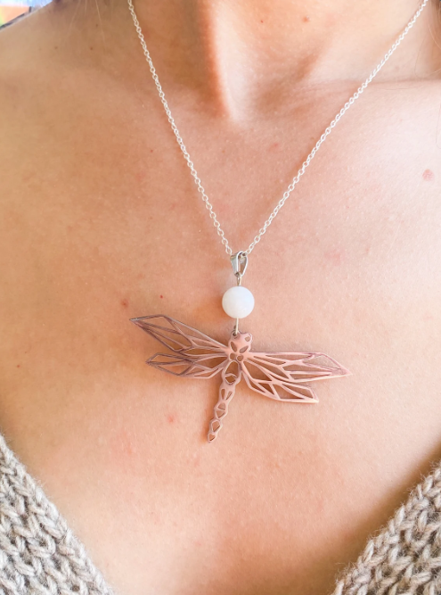 Collier en acier inoxydable avec pierres naturelles Pierre de lune