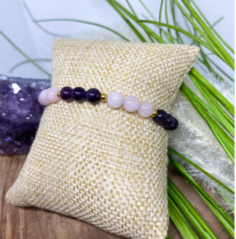 Bracelet Quartz rose et améthyste
