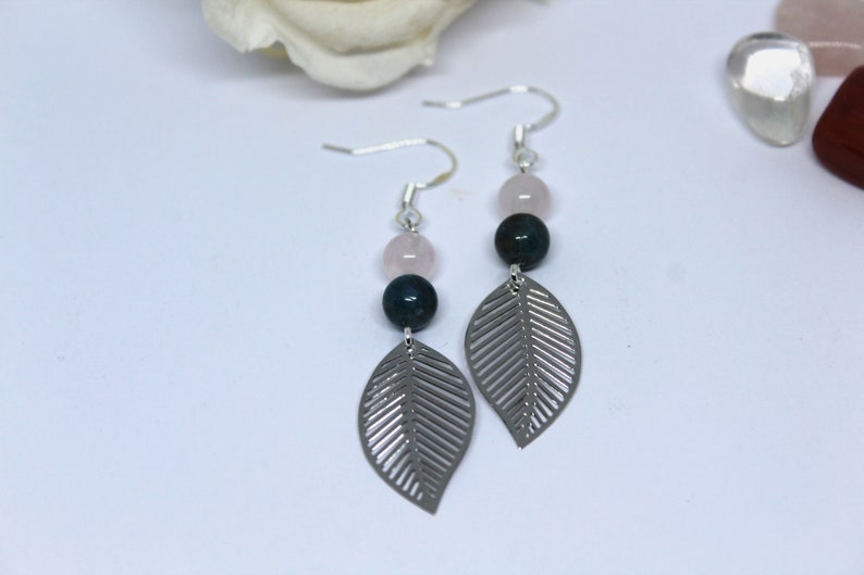 Boucles d'oreilles en argent 925 en pierres naturelles Apatite et Pierre de Lune