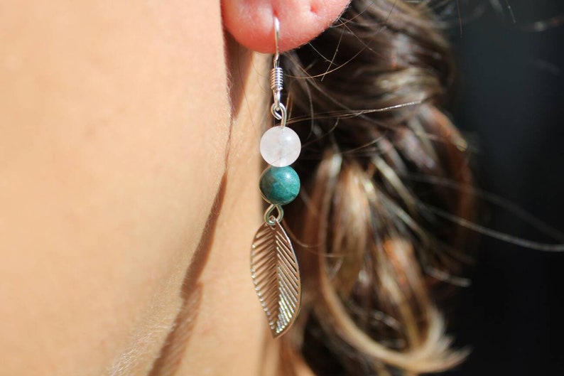 Boucles d'oreilles en argent 925 en pierres naturelles Apatite et Pierre de Lune