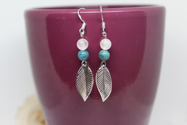 Boucles d'oreilles en argent 925 en pierres naturelles Apatite et Pierre de Lune