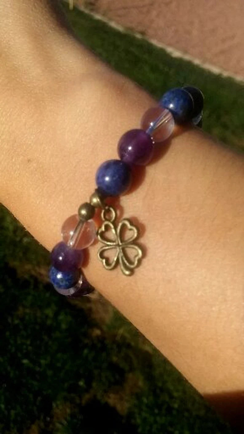 Bracelet anti-migraine : Lapis-Lazuli, Améthyste et Cristal de Roche pour un soulagement naturel