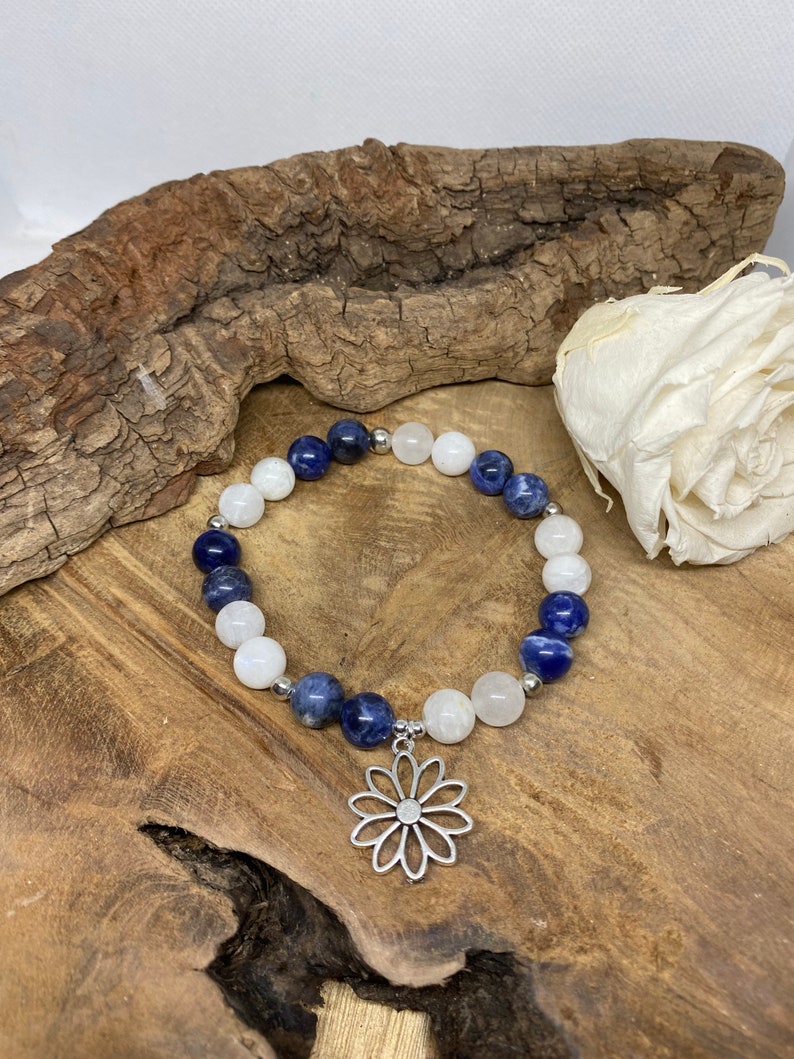 Bracelet Anti-Stress en Pierre de Lune & Sodalite – Calme & Équilibre Émotionnel