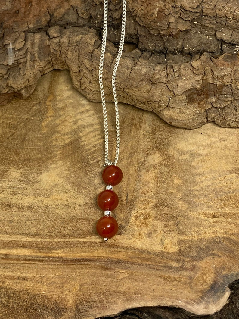 Collier en acier inoxydable en pierres naturelles Cornaline