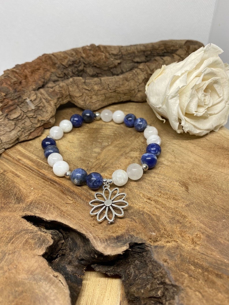 Bracelet Anti-Stress en Pierre de Lune & Sodalite – Calme & Équilibre Émotionnel