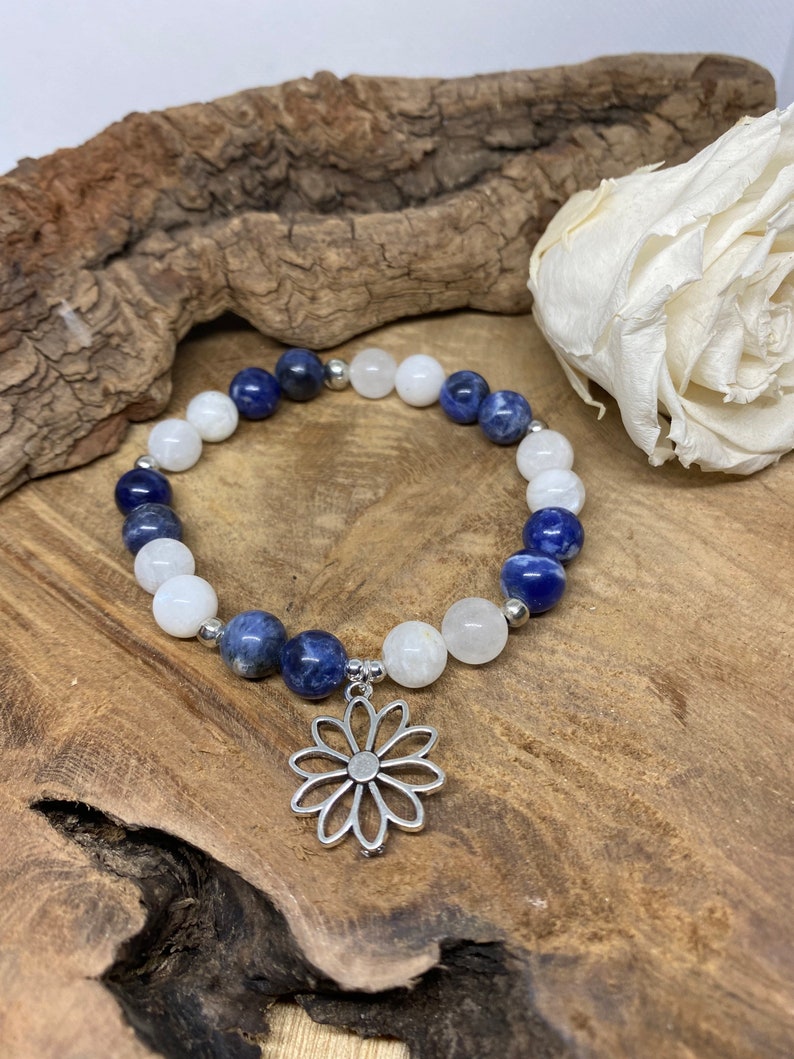 bracelet pierre naturelle sodalite et pierre de lune