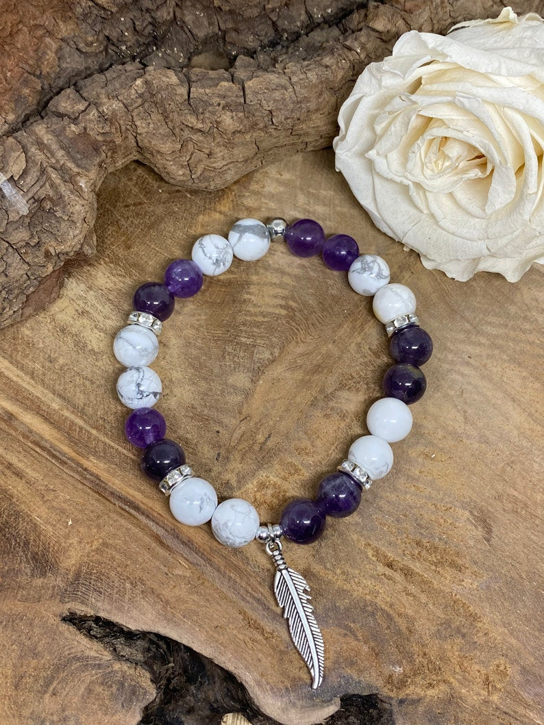 bracelet pierre naturelle améthyste howlite