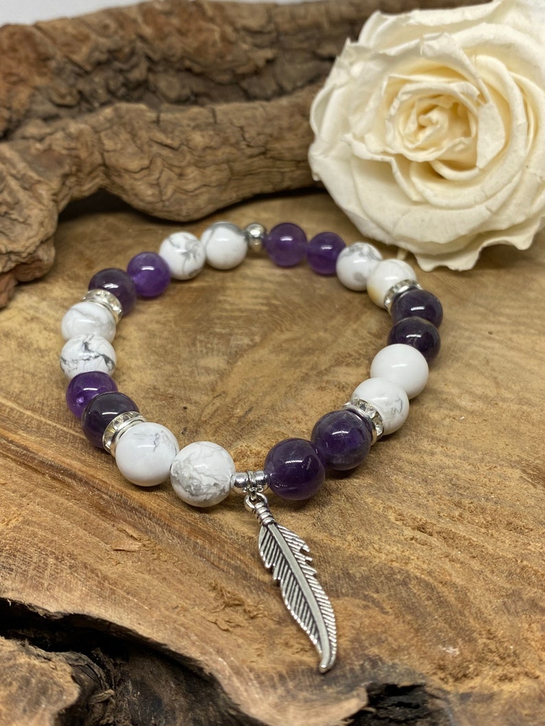 bracelet anti stress howlite améthyste