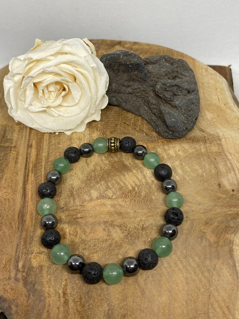 Bracelet en pierres naturelles avec Aventurine, hématite et pierre de lave