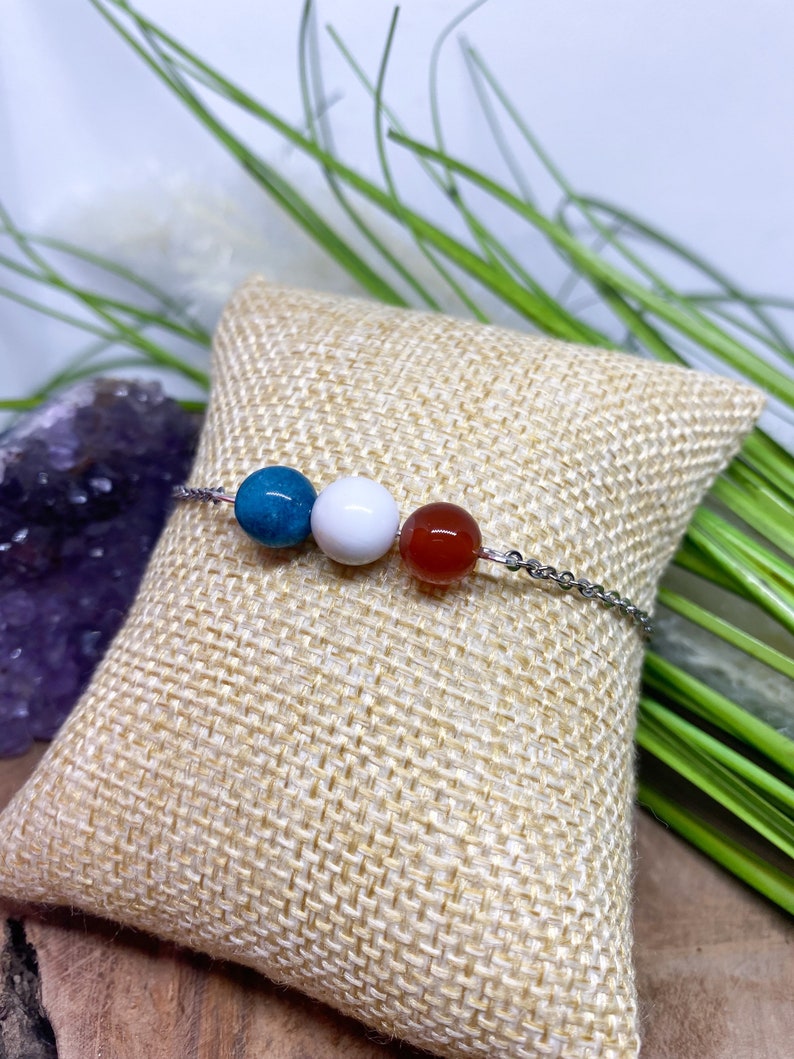 Bracelet apatite , howlite et cornaline