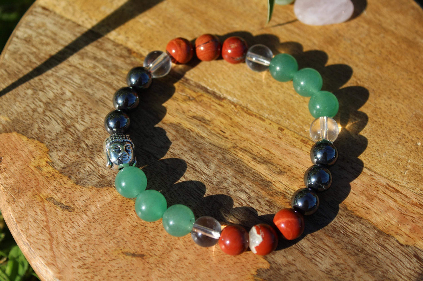 Bracelet en pierres naturelles Jaspe Rouge , Hématite, Aventurine, Cristal de Roche