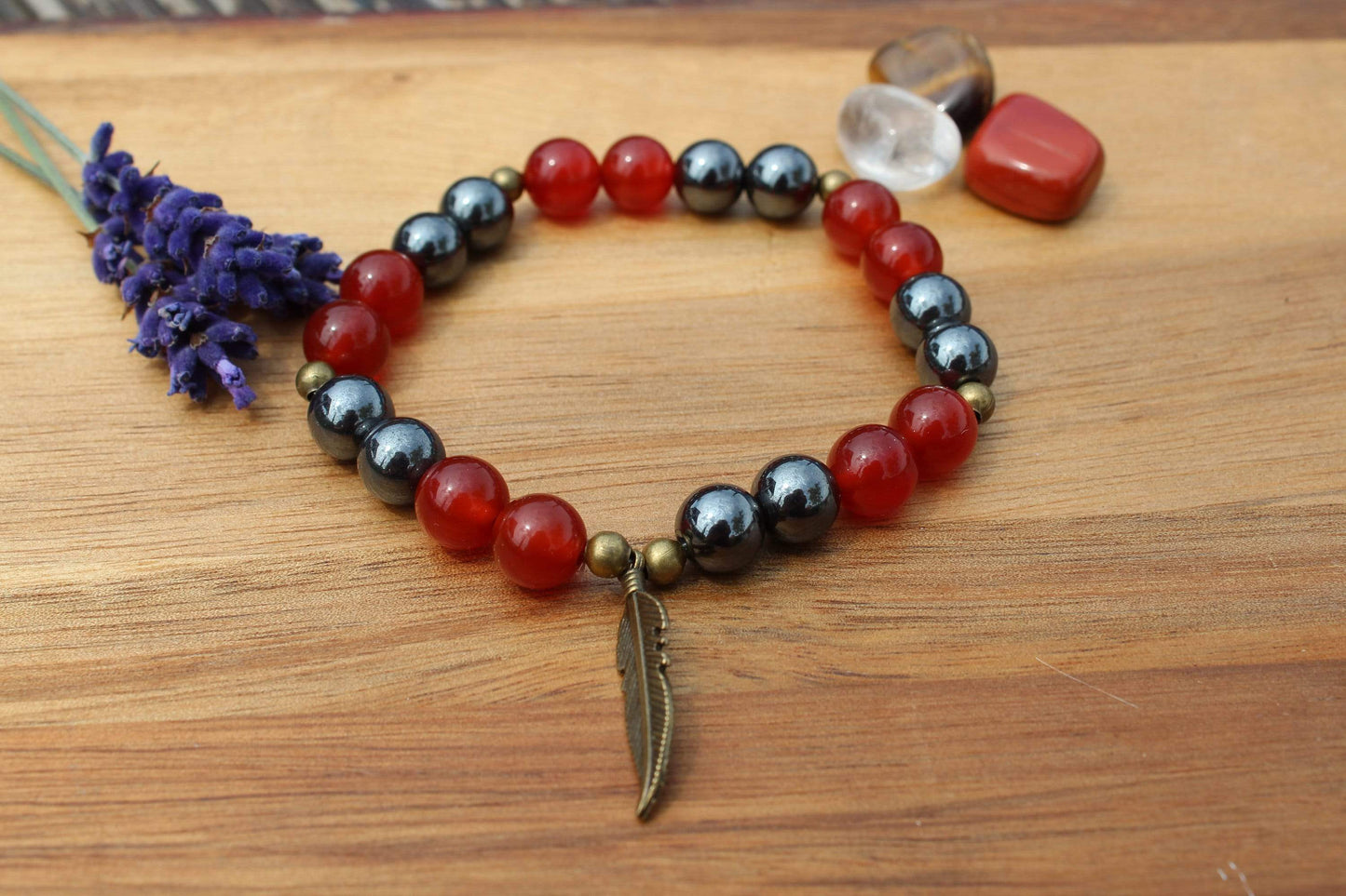 Bracelet pierres naturelles en Cornaline , Hématite