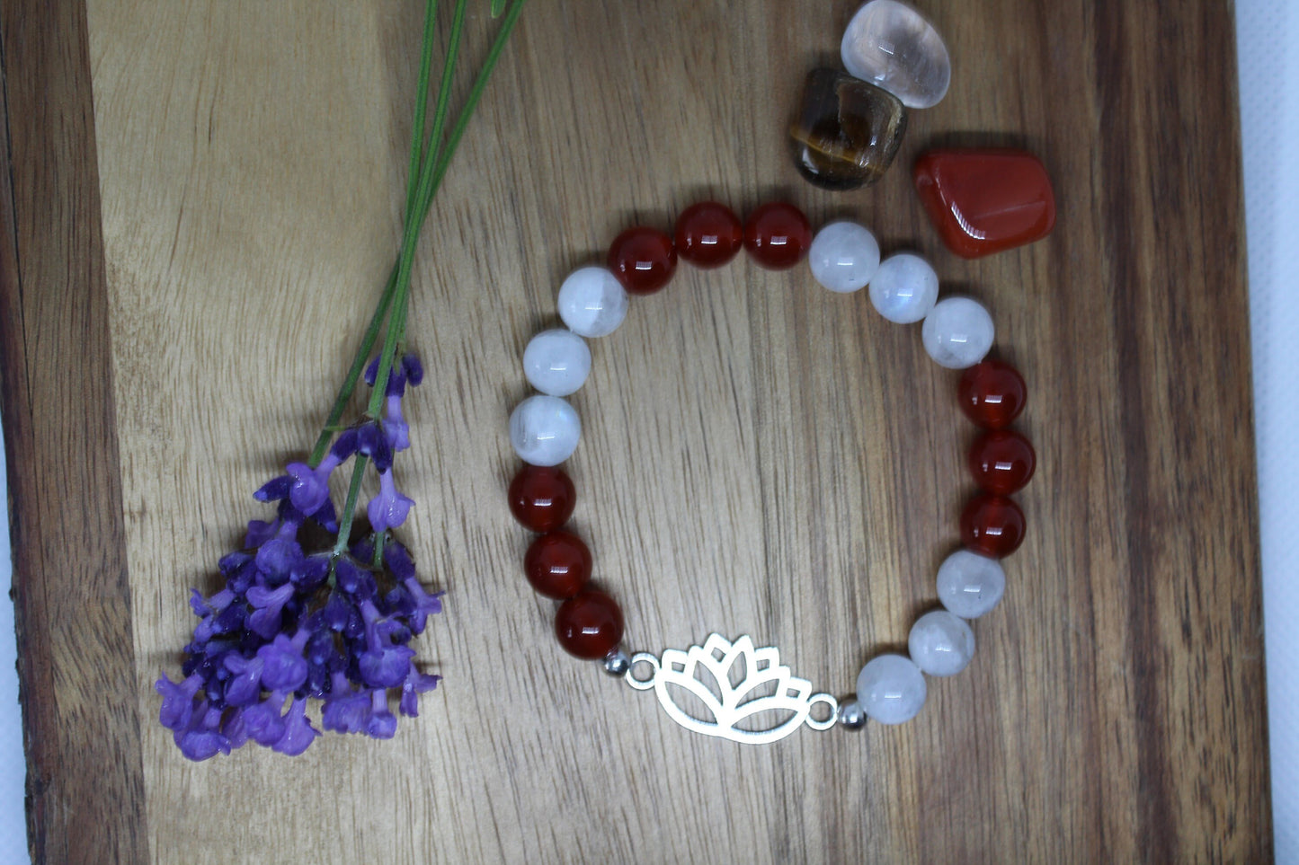 Bracelet fécondité Pierre de lune et cornaline