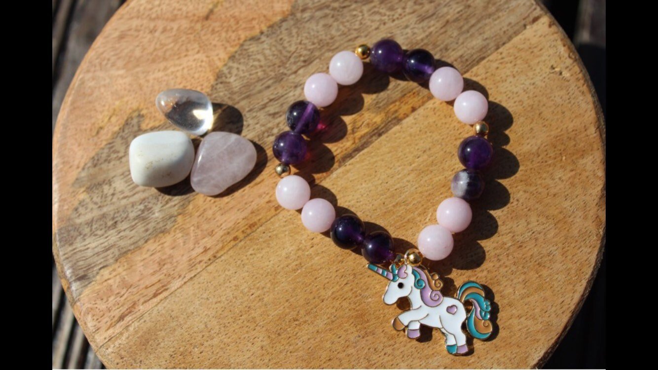 Bracelet élastique en pierres naturelles Quartz rose et Améthyste