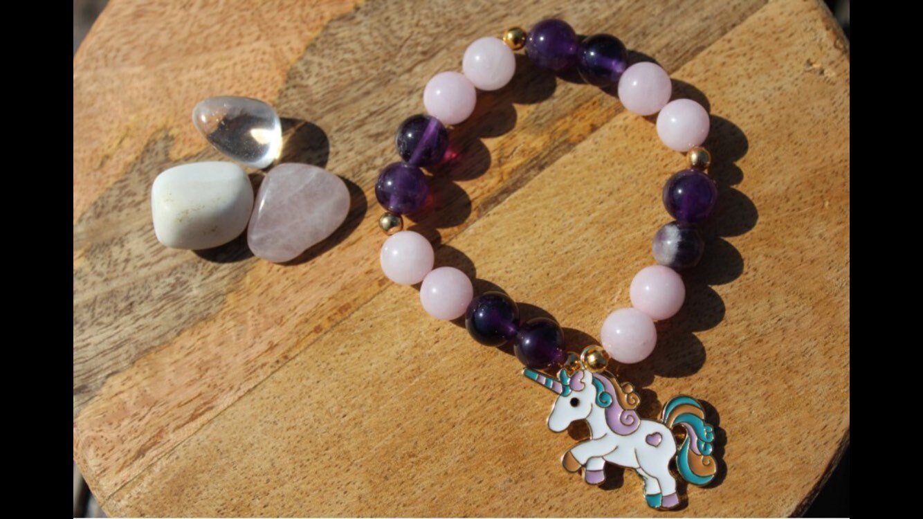 Bracelet élastique en pierres naturelles Quartz rose et Améthyste