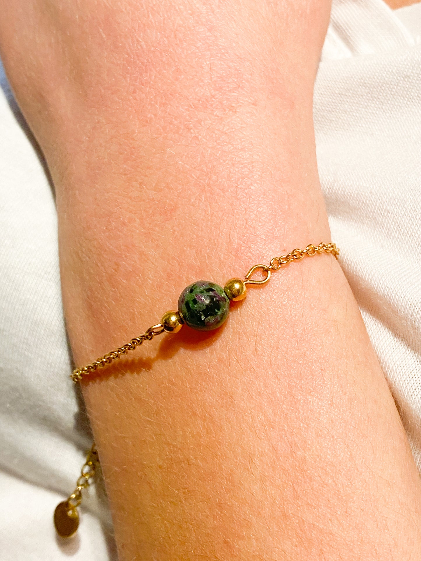 Bracelet Rubis zoïsite en acier inoxydable