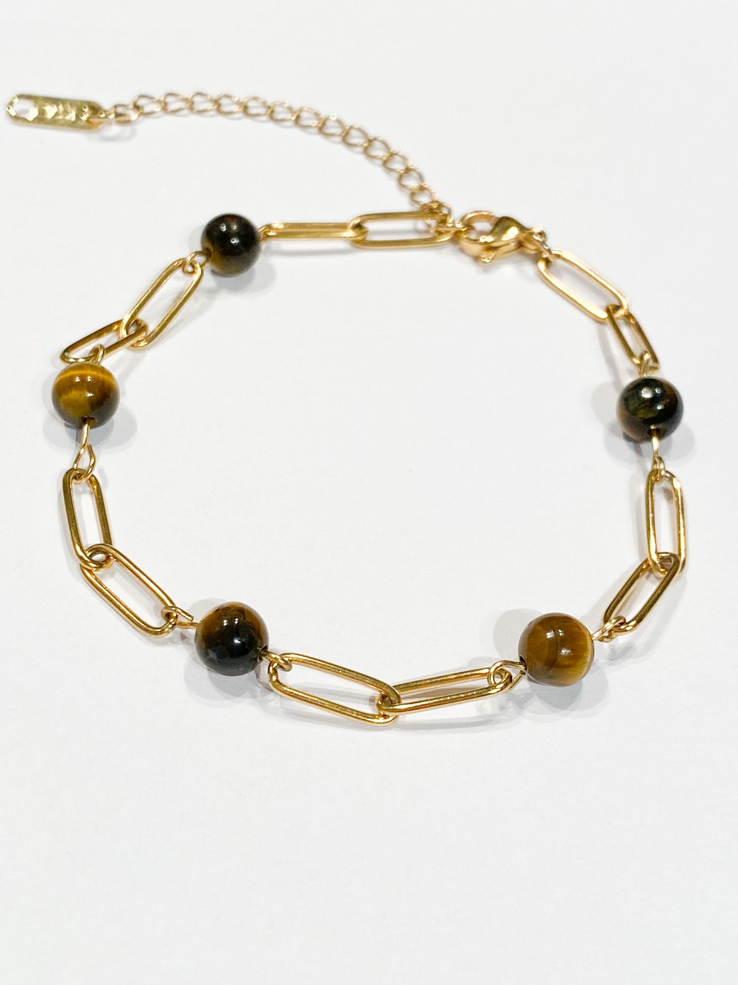 Bracelet Œil de Tigre & Acier Inoxydable Argenté – Protection & Confiance