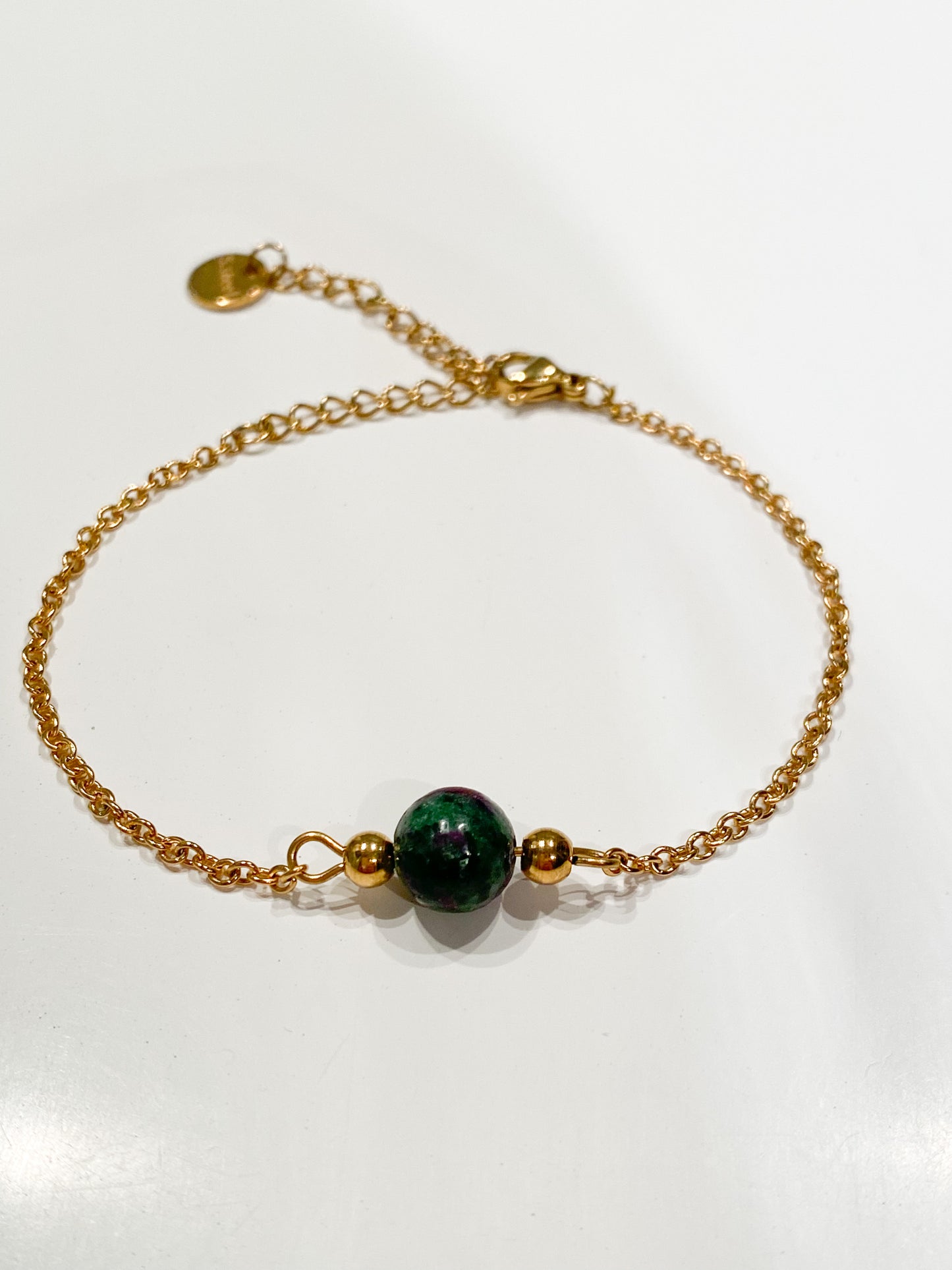 Bracelet Rubis zoïsite en acier inoxydable