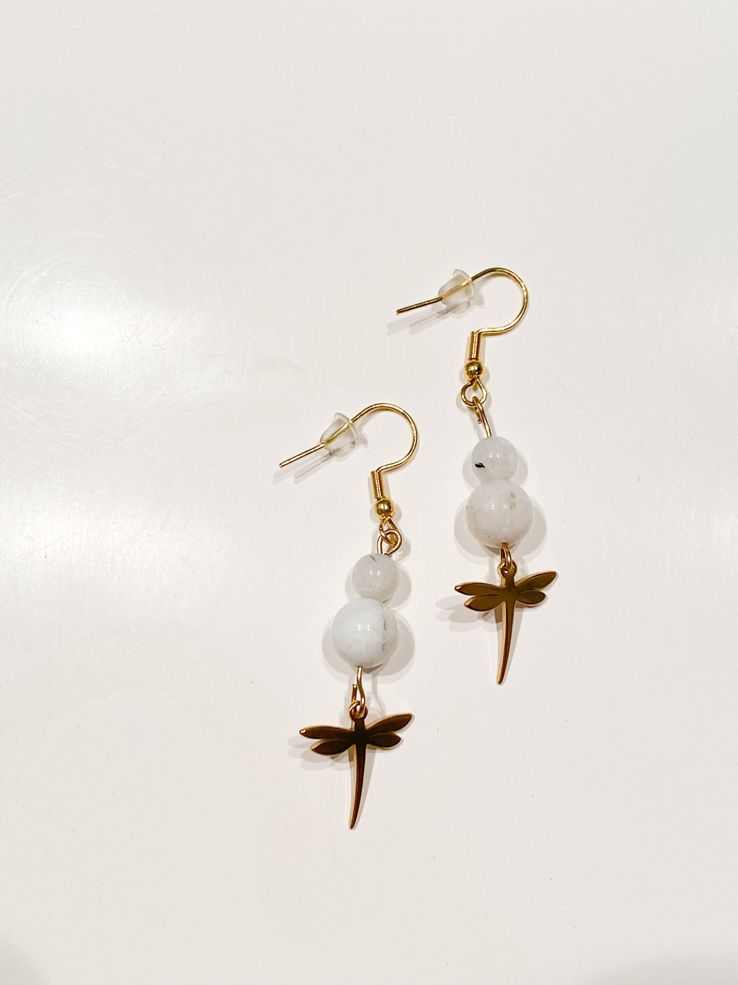 Boucles d'oreilles Pierre de Lune " Libellule "