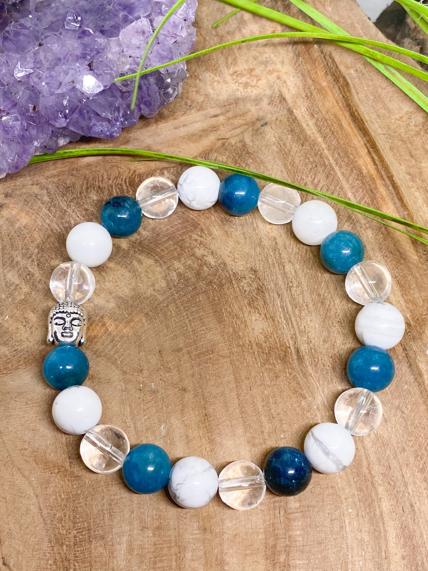 Bracelet perte de poids apatite, howlite et cristal de roche