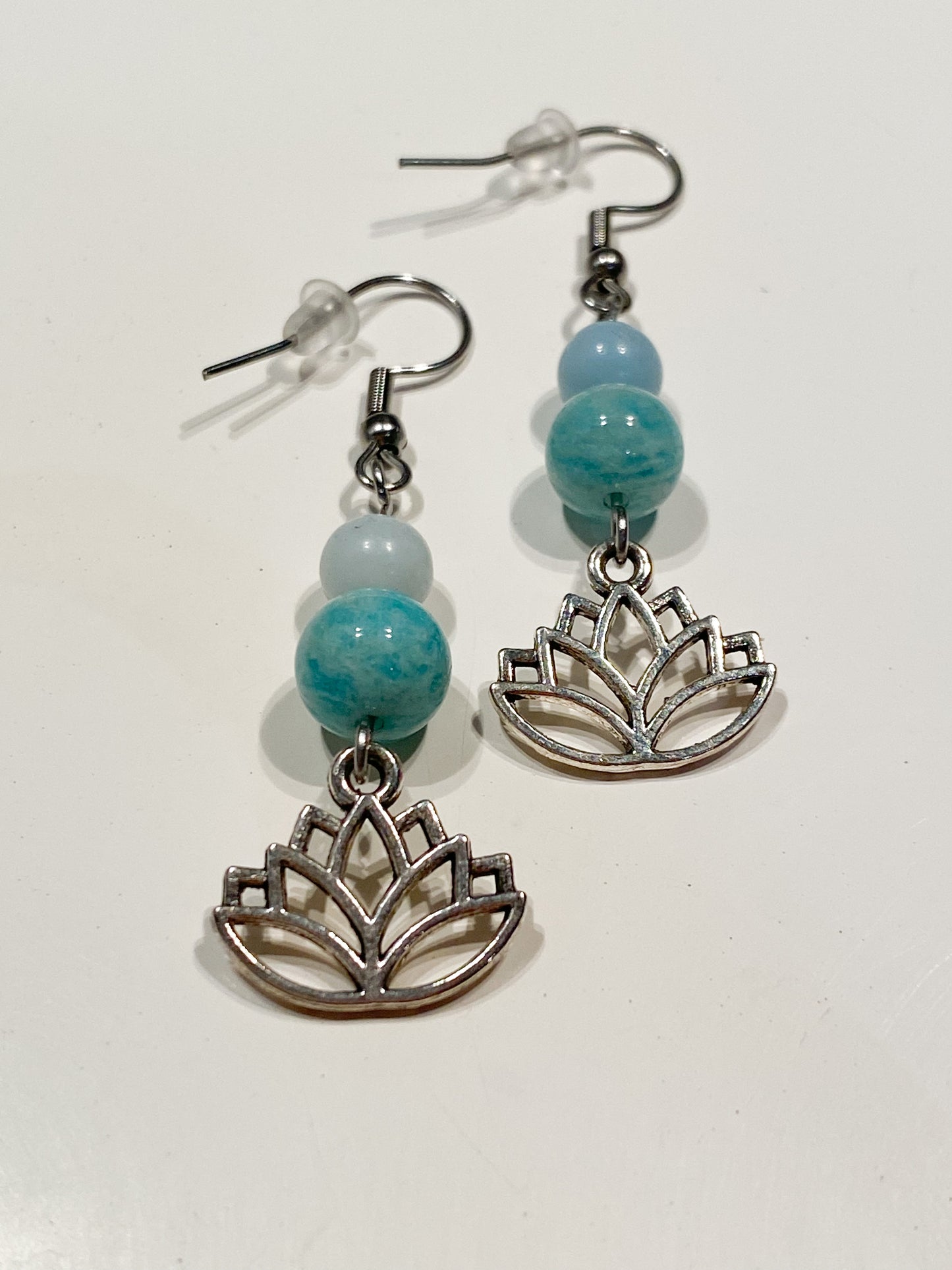 Boucles d'oreilles Amazonite " Lotus"