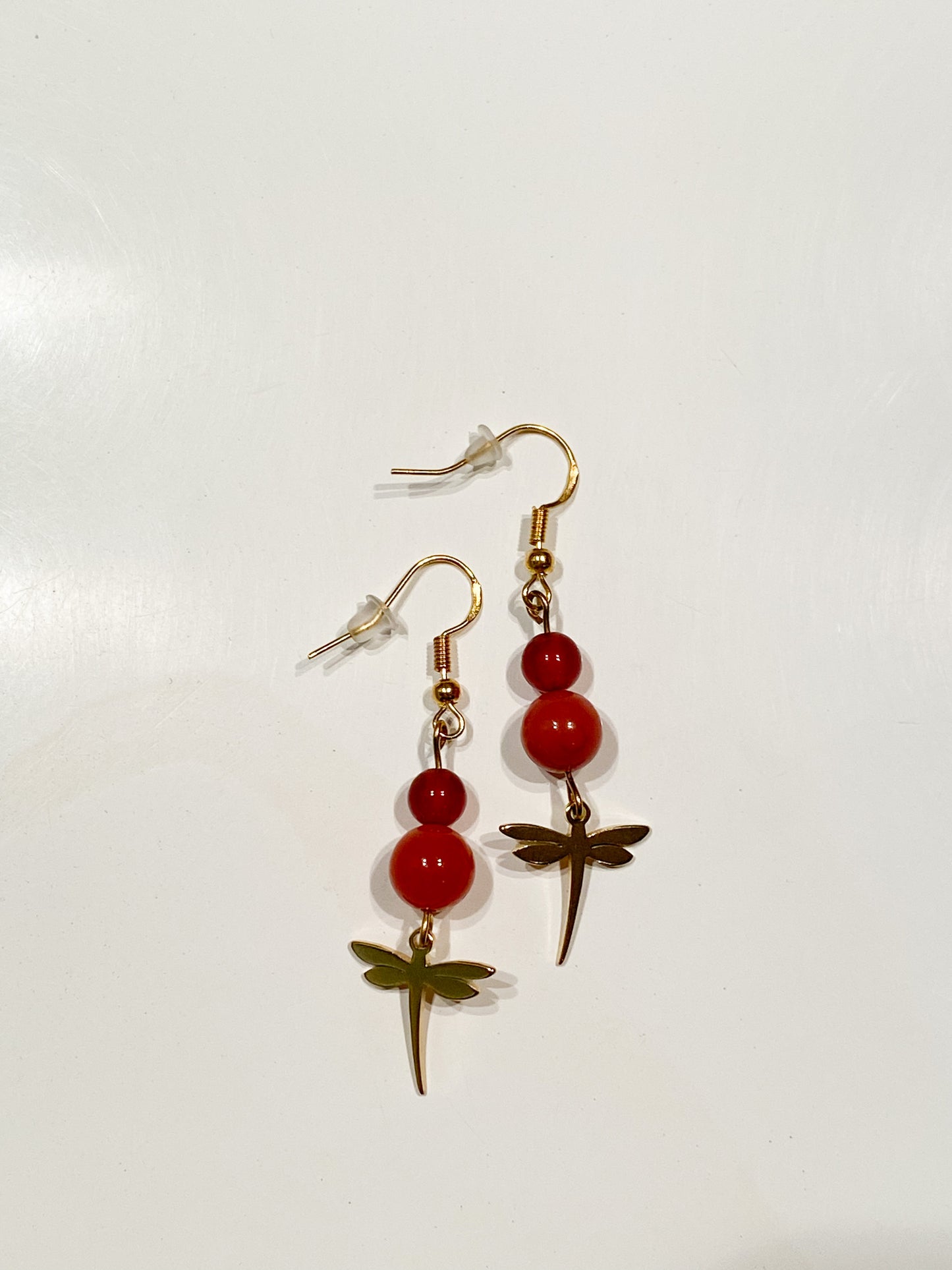 Boucles d'oreilles Cornaline " Libellule "