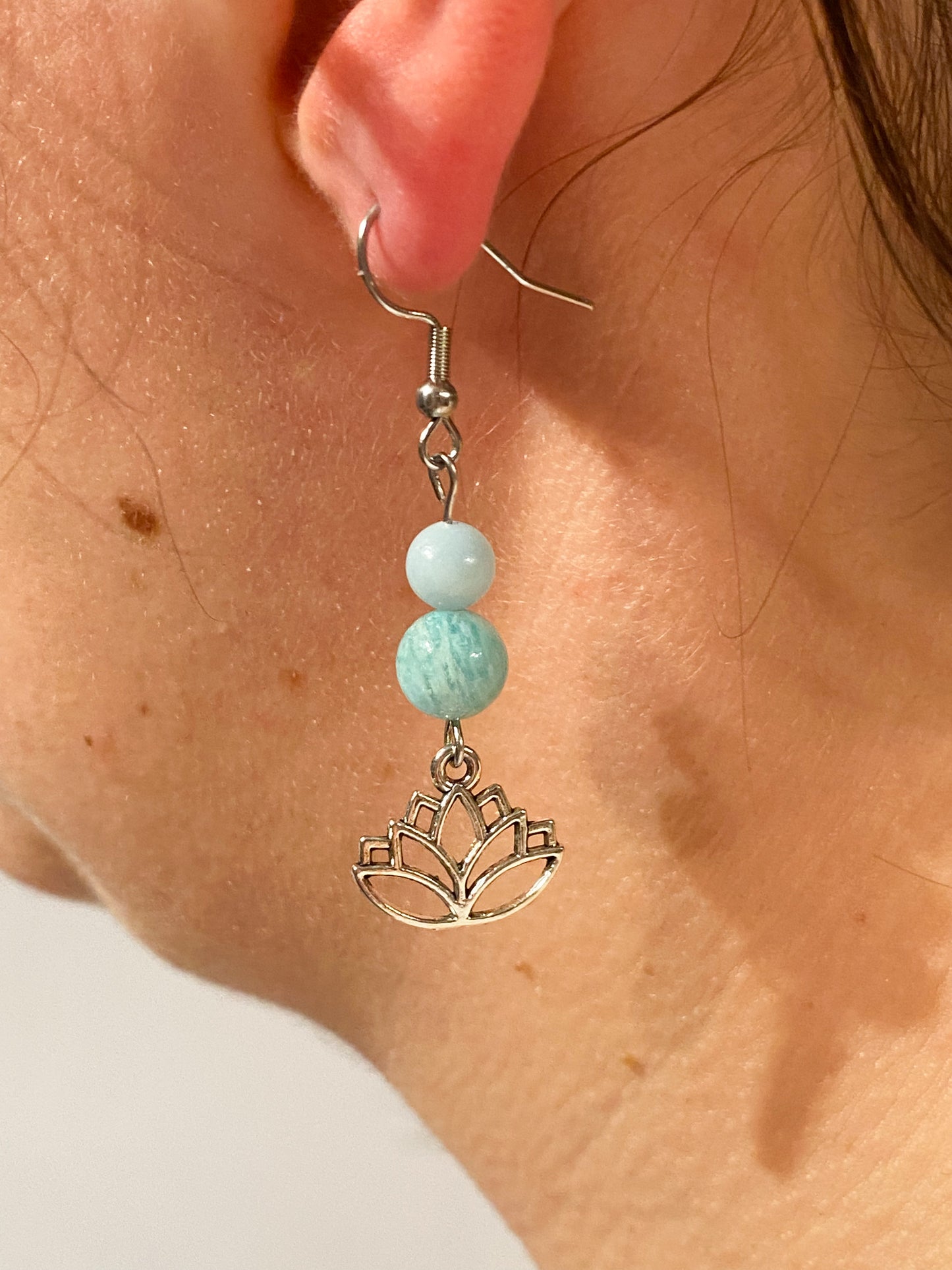 Boucles d'oreilles Amazonite " Lotus"