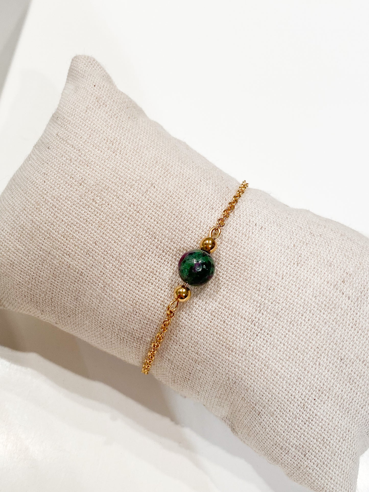Bracelet Rubis zoïsite en acier inoxydable