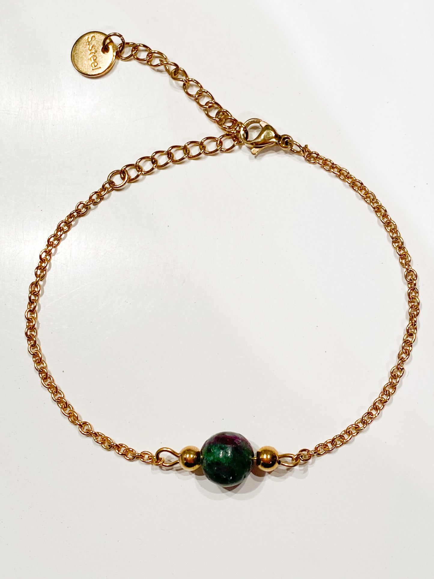 Bracelet Rubis zoïsite en acier inoxydable