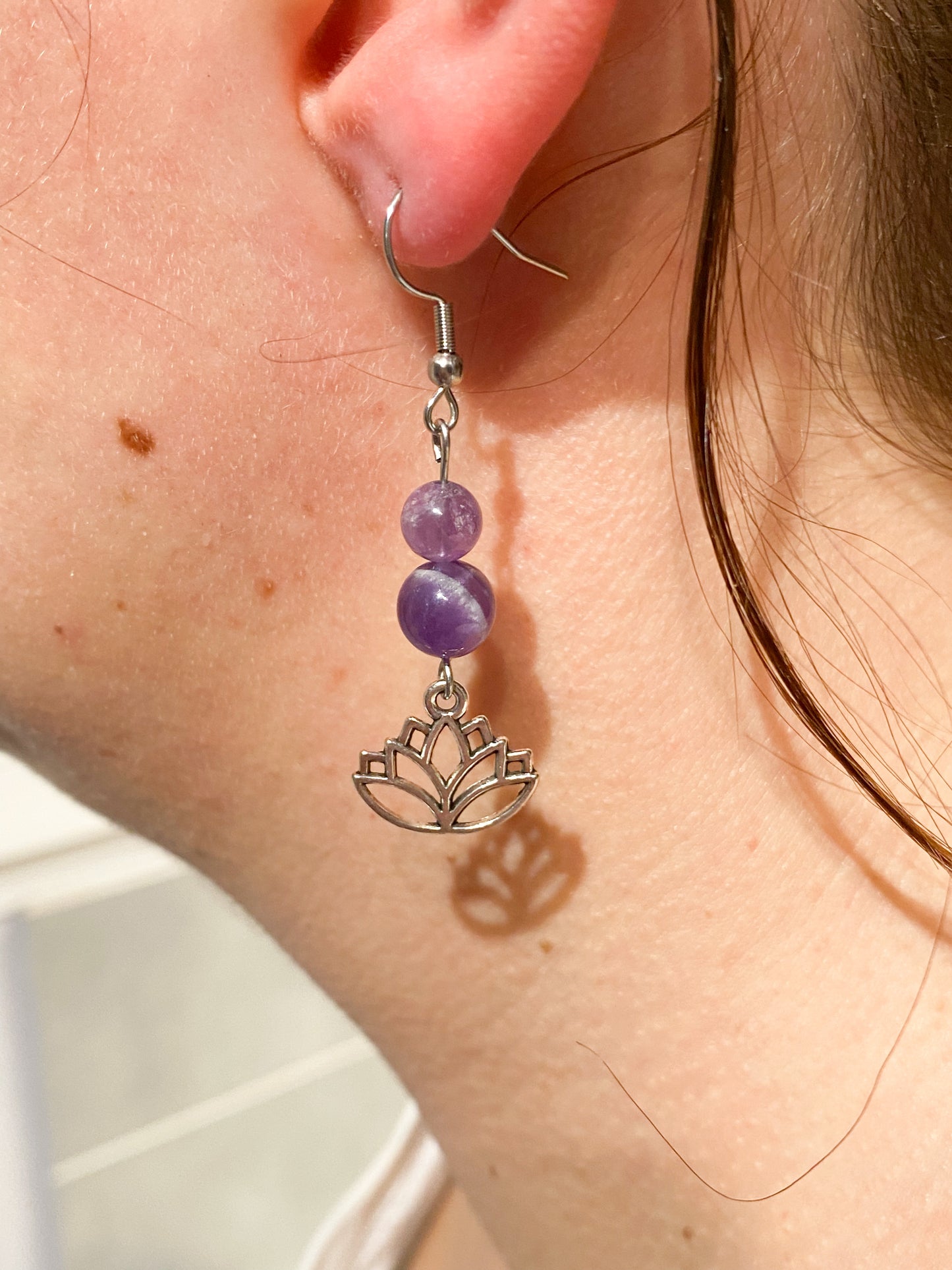 Boucles d'oreilles Améthyste " Lotus"