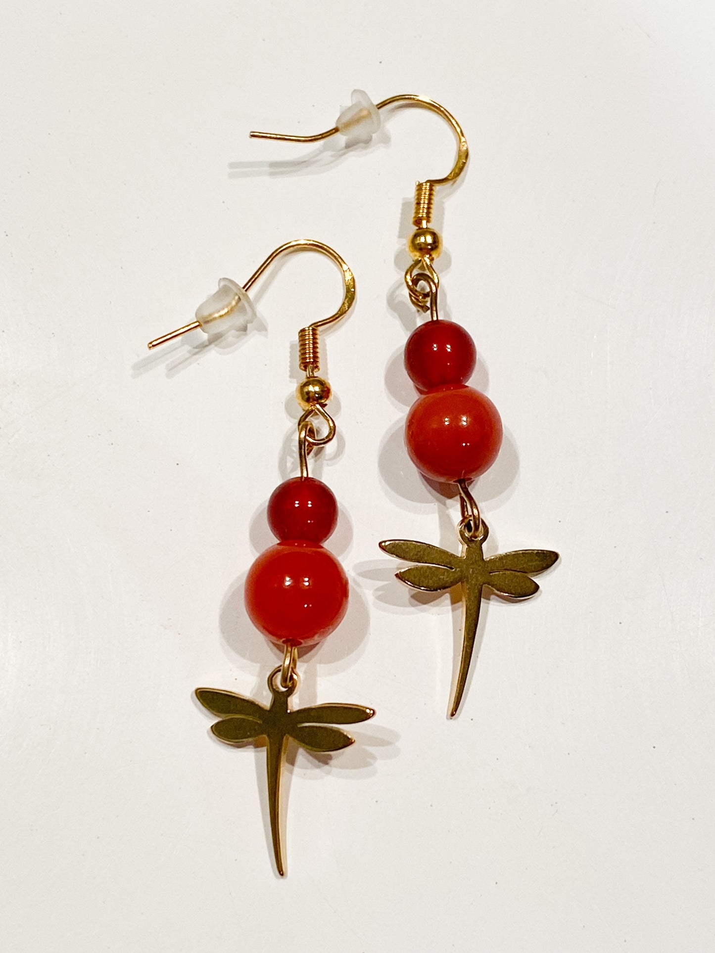 Boucles d'oreilles Cornaline " Libellule "