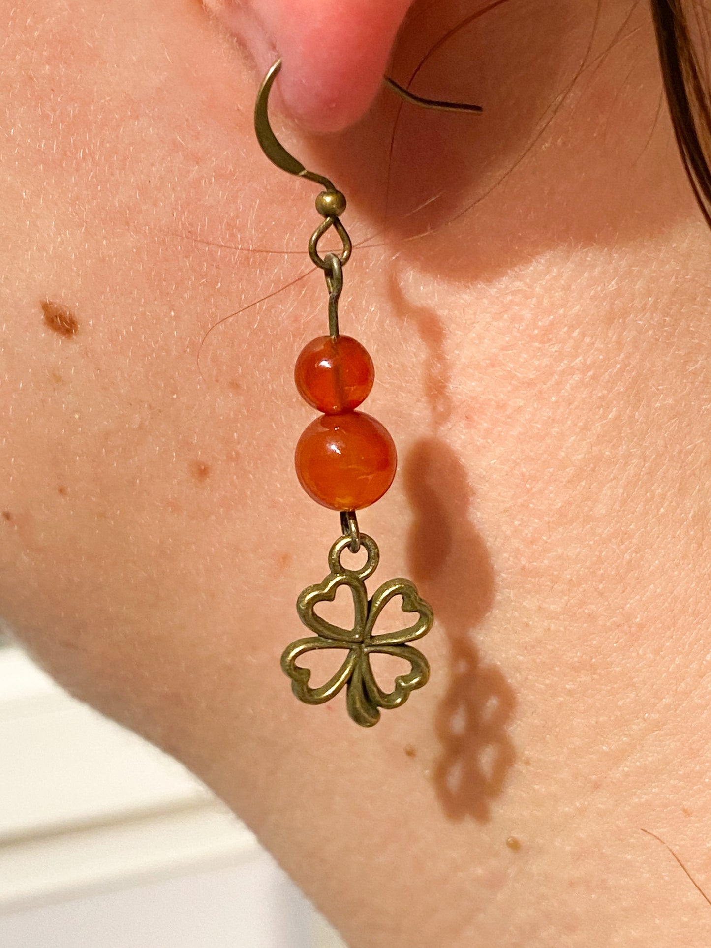 Boucles d'oreilles Cornaline " Lotus "