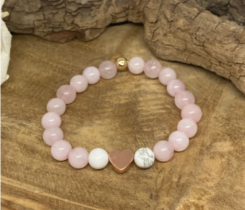 bracelet quartz rose et howlite