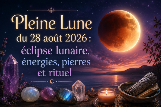 🌕 Pleine Lune du 28 août 2026 : éclipse lunaire, énergies, pierres et rituel