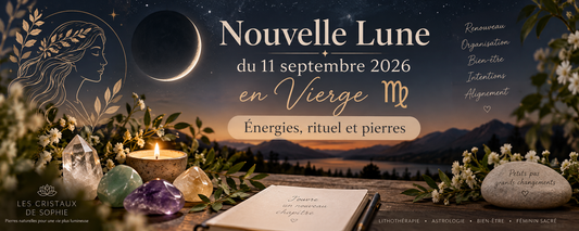 Nouvelle Lune du 11 septembre 2026 en Vierge : énergies, rituel et pierres