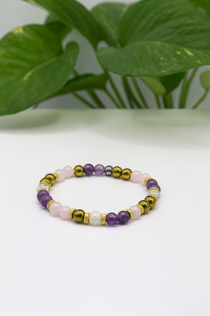 Bracelet Bien-Être & Sérénité – Pierres Naturelles Anti-Stress avec Hématite Dorée
