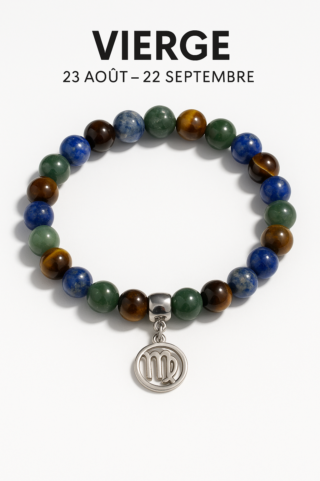 Bracelet Spécial Vierge en Jade, Œil de Tigre et Lapis Lazuli - Énergie et Protection