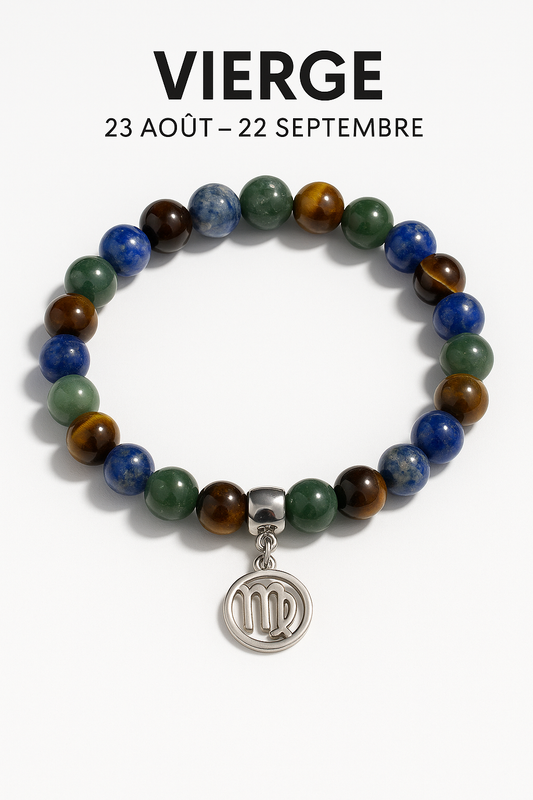 Bracelet Spécial Vierge en Jade, Œil de Tigre et Lapis Lazuli - Énergie et Protection