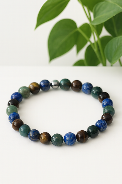 Bracelet Spécial Vierge en Jade, Œil de Tigre et Lapis Lazuli - Énergie et Protection
