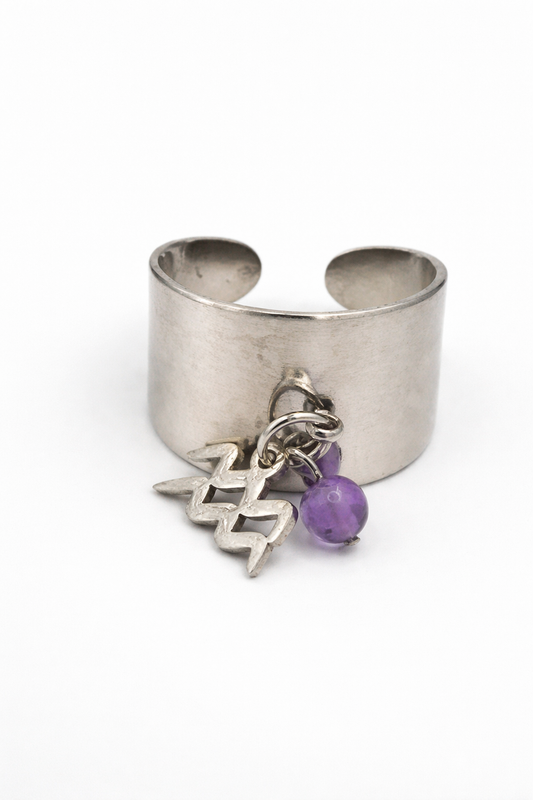 Bague Verseau en acier inoxydable argenté – Bague astrologique constellation