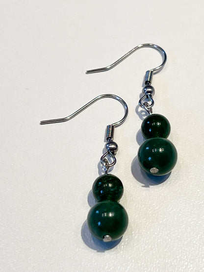 Boucles d'oreilles en agate mousse et acier inoxydable argenté - L'alliance de la modernité et de la nature