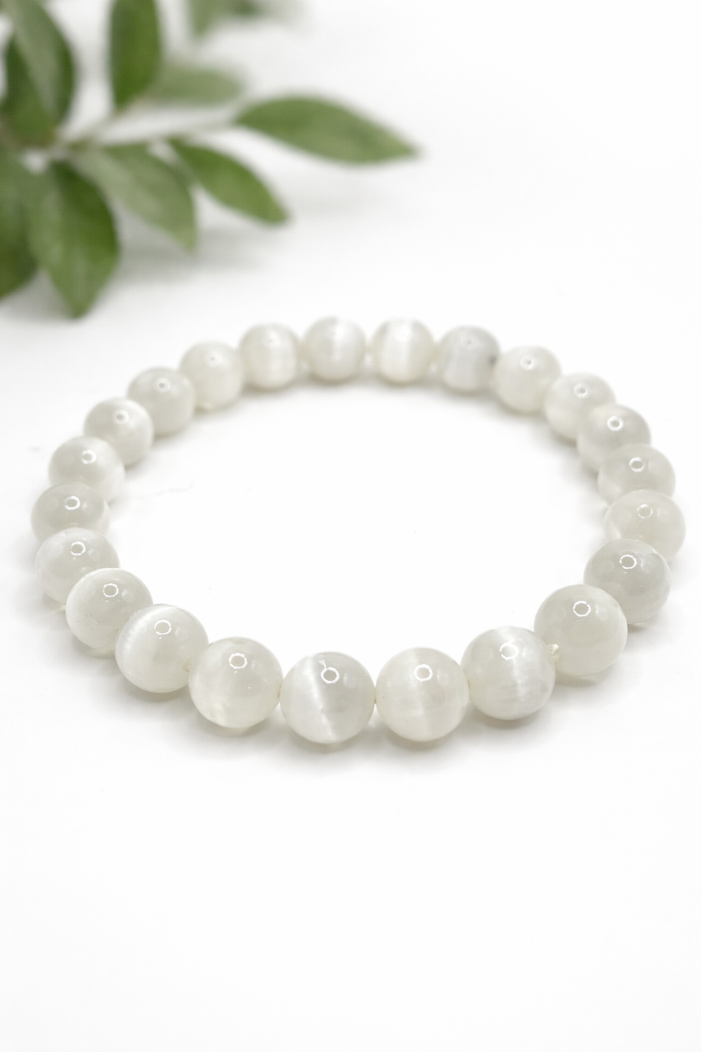 Bracelet Sélénite 8mm – Sélénite Vertus, Pierre Blanche