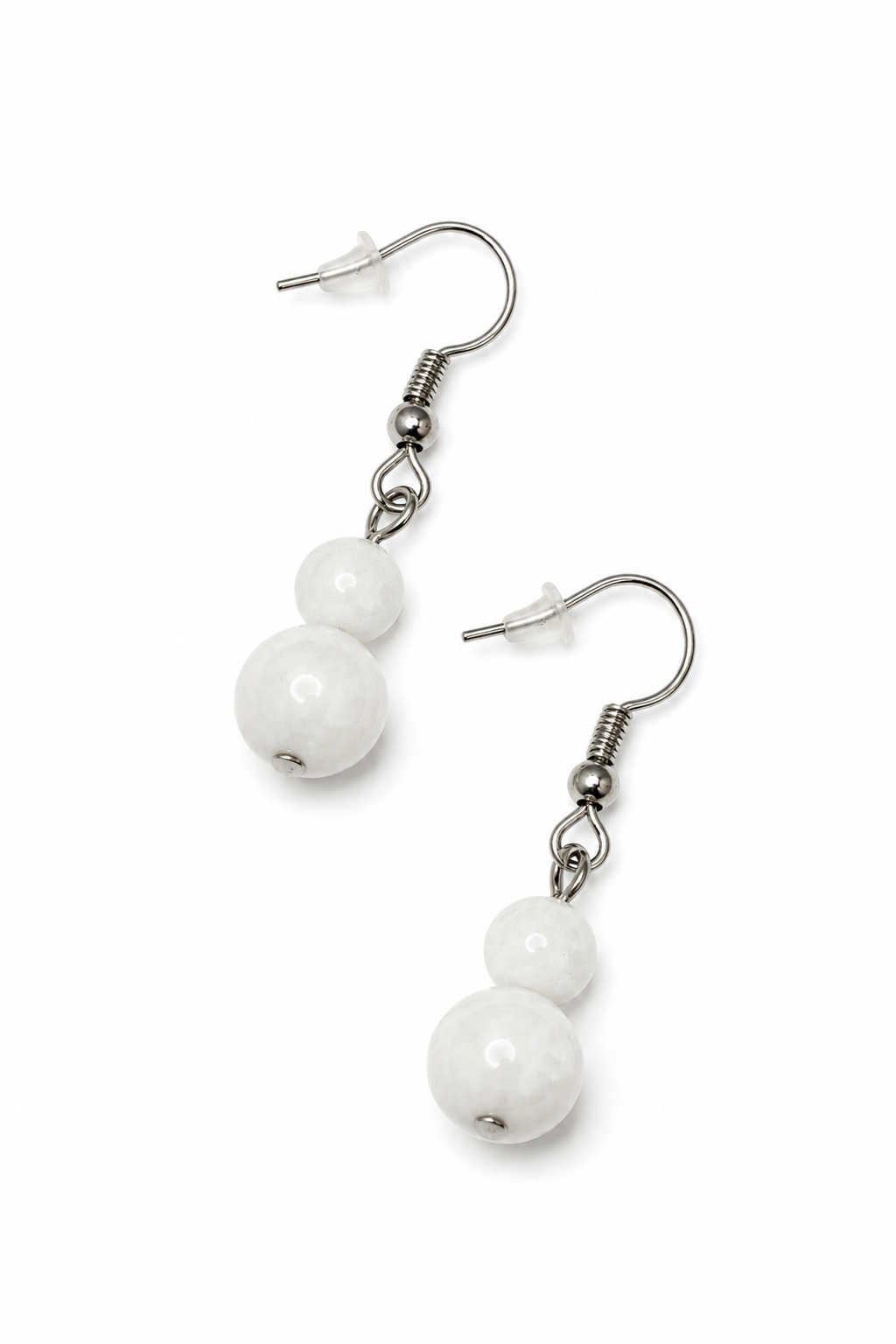 Boucles d’oreilles pierre de lune – acier inoxydable argenté, bijou féminin et lumineux