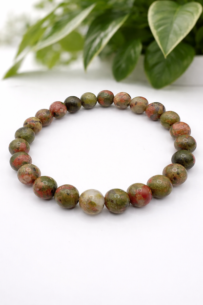 Bracelet Unakite 8 mm – Pierre naturelle d’équilibre émotionnel