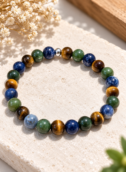 Bracelet Balance – Jade, Œil de Tigre & Sodalite