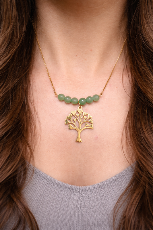Aventurine Verte Collier – Pierre Naturelle Vert Aventurine | Acier Doré Hypoallergénique