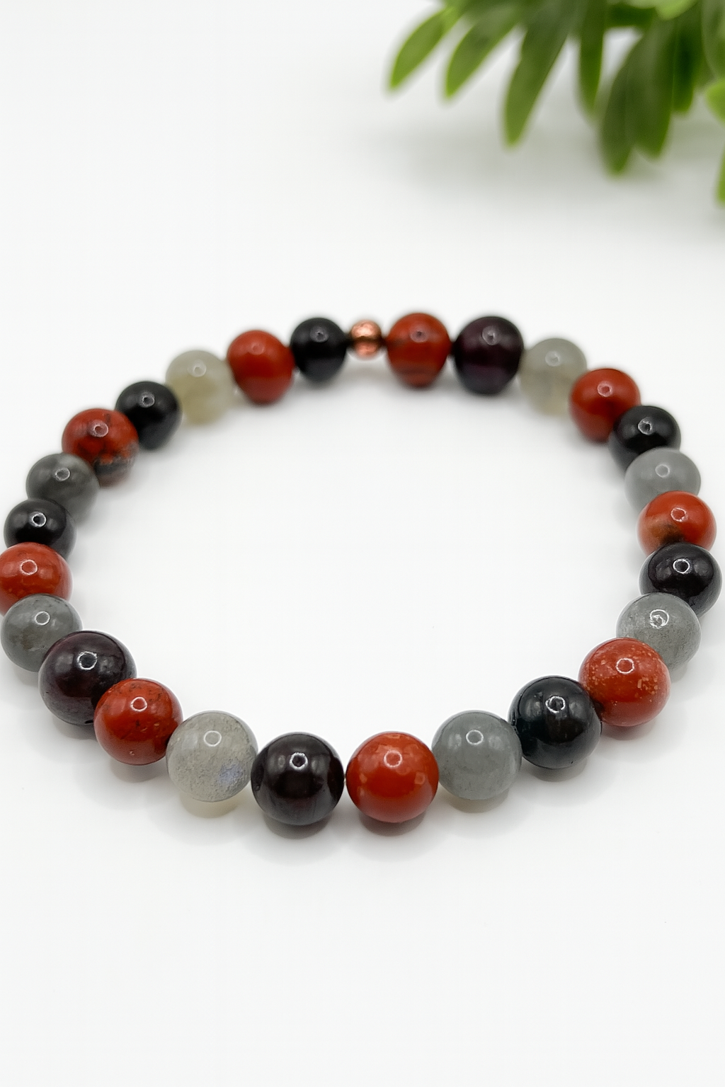 Bracelet Ancrage et Vitalité – Pierres Labradorite, Jaspe Rouge & Grenat